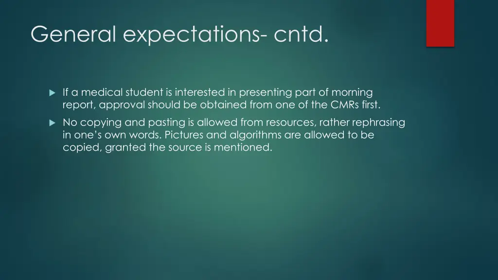general expectations cntd