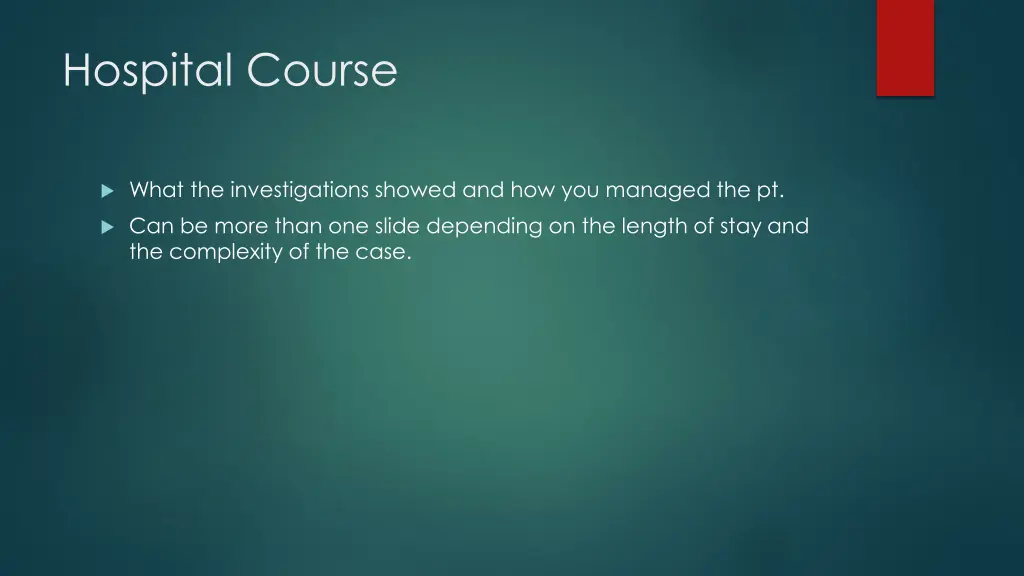 hospital course