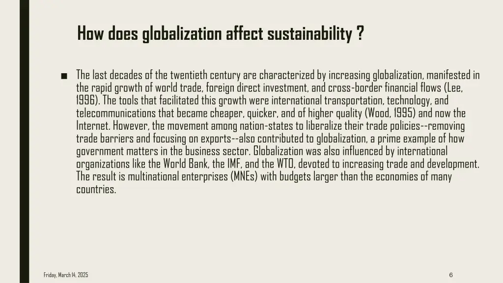 how does globalization affect sustainability
