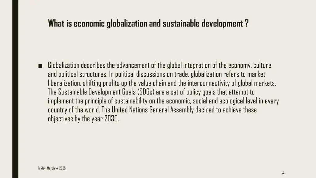 what is economic globalization and sustainable