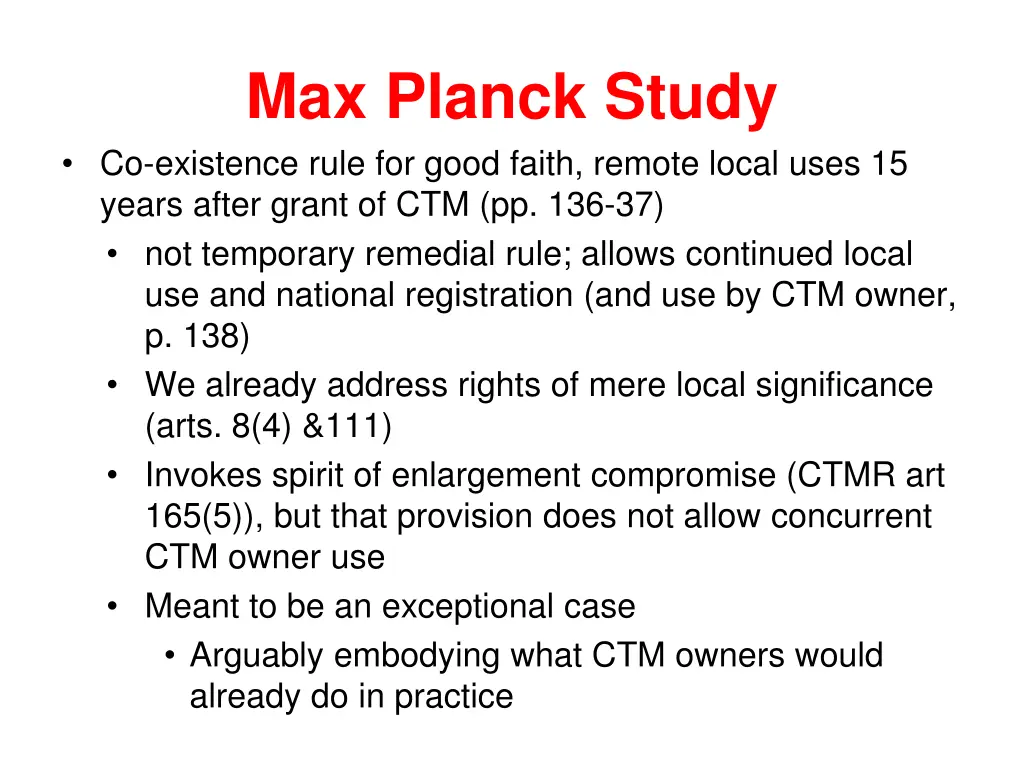 max planck study co existence rule for good faith