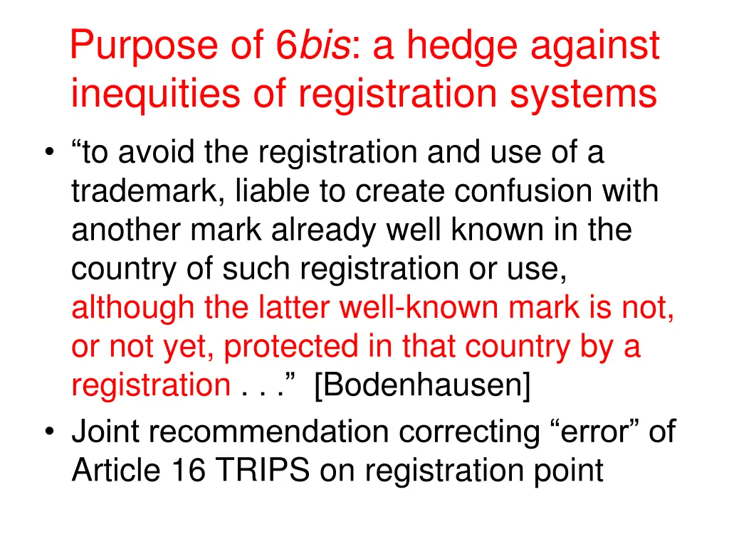purpose of 6 bis a hedge against inequities
