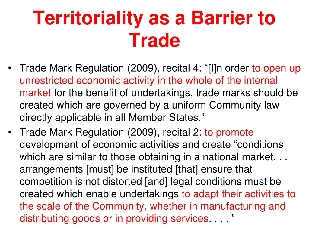 territoriality as a barrier to trade