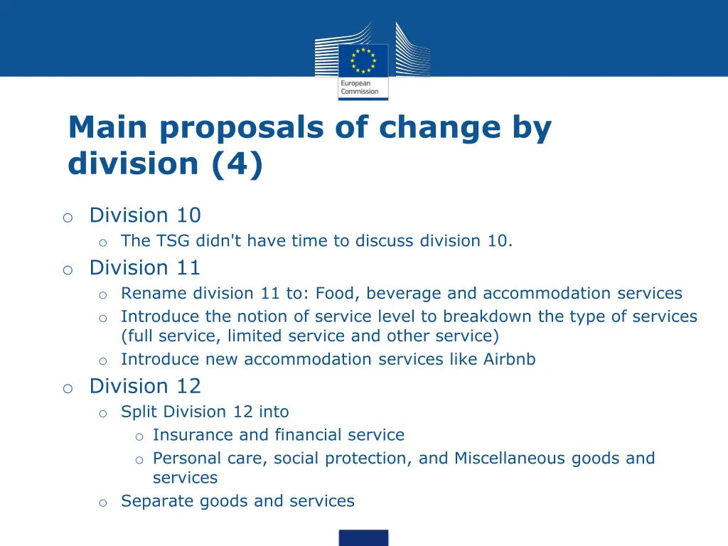 main proposals of change by division 4