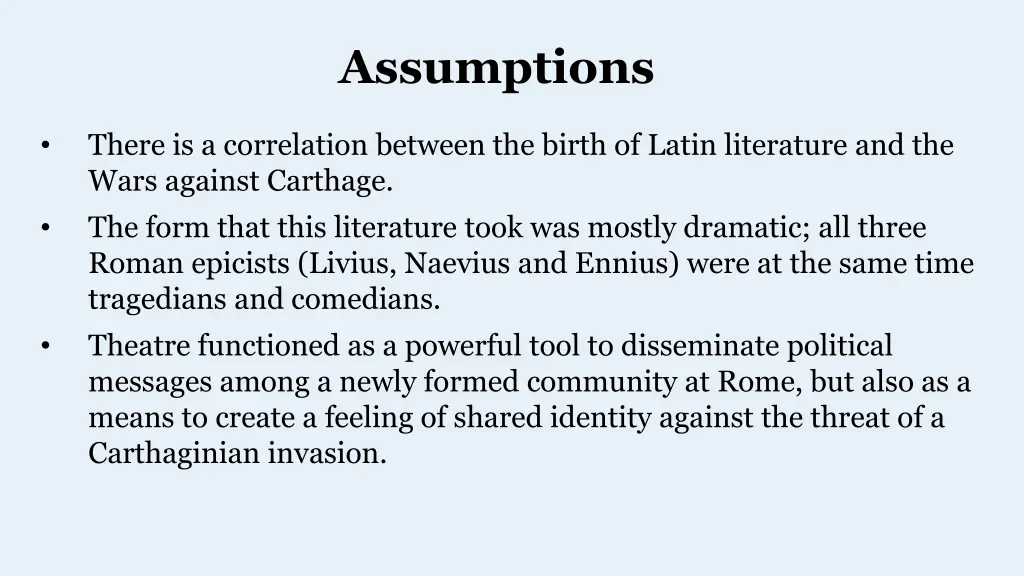 assumptions
