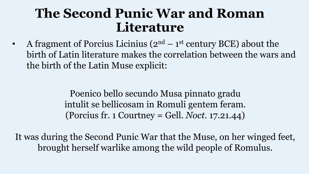 the second punic war and roman literature 1