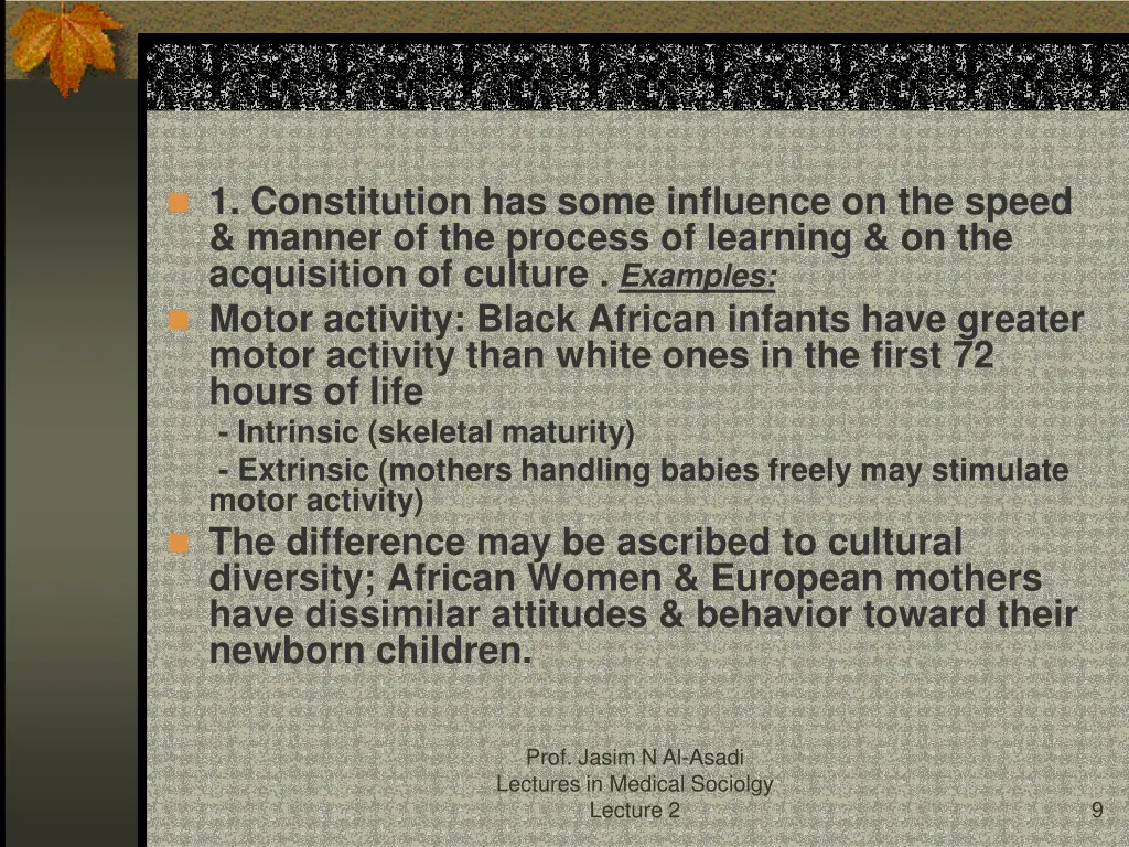 1 constitution has some influence on the speed