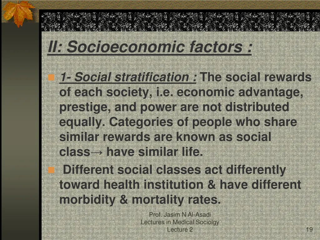 ii socioeconomic factors