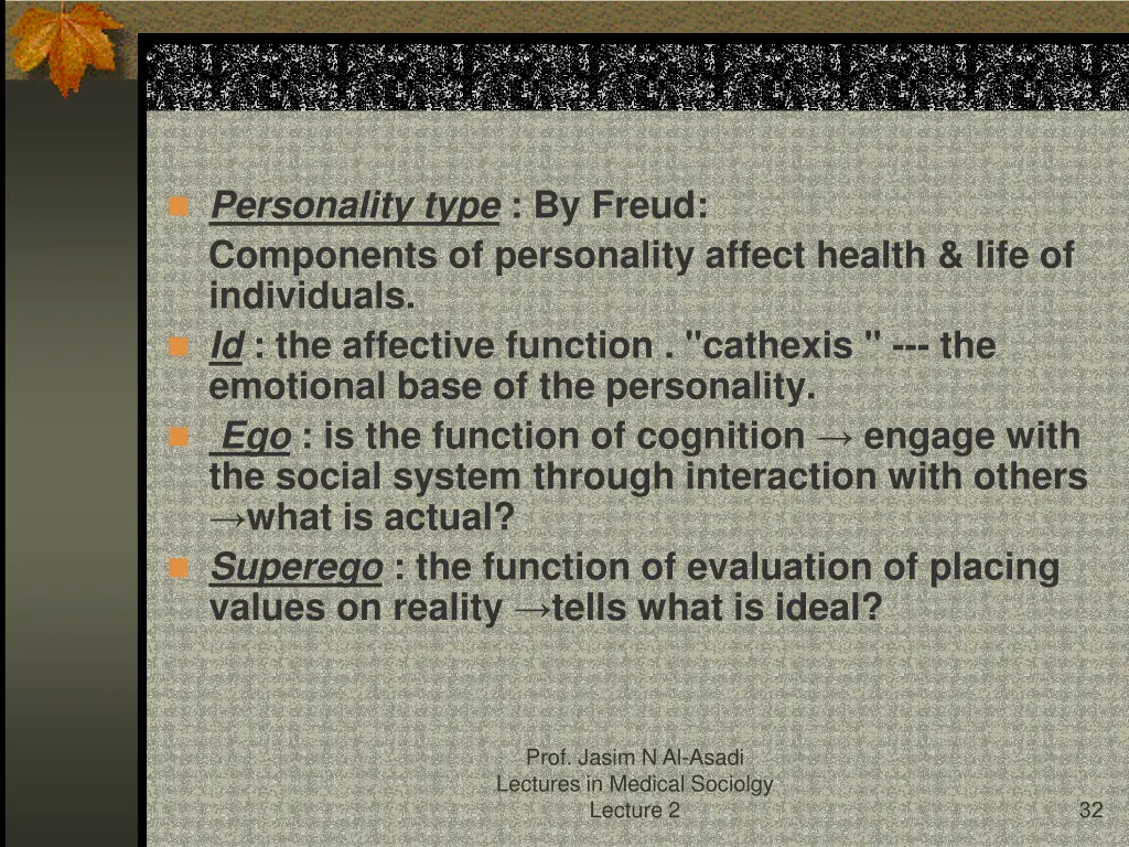 personality type by freud components
