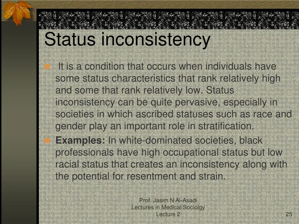 status inconsistency