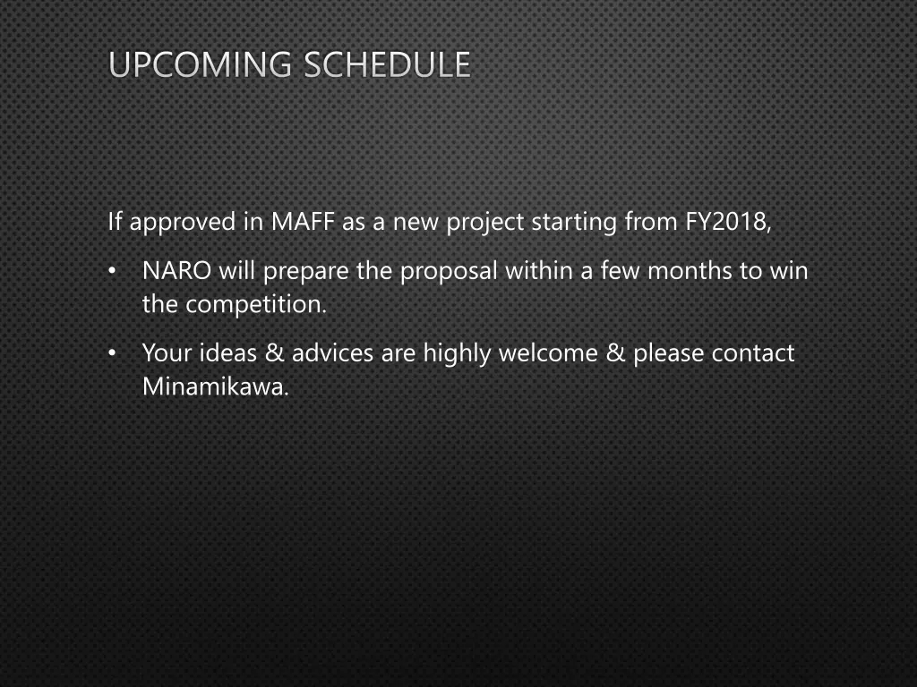 upcoming schedule