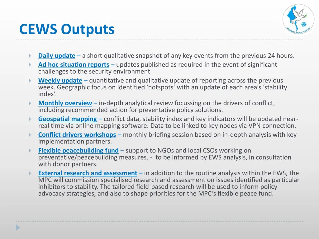 cews outputs