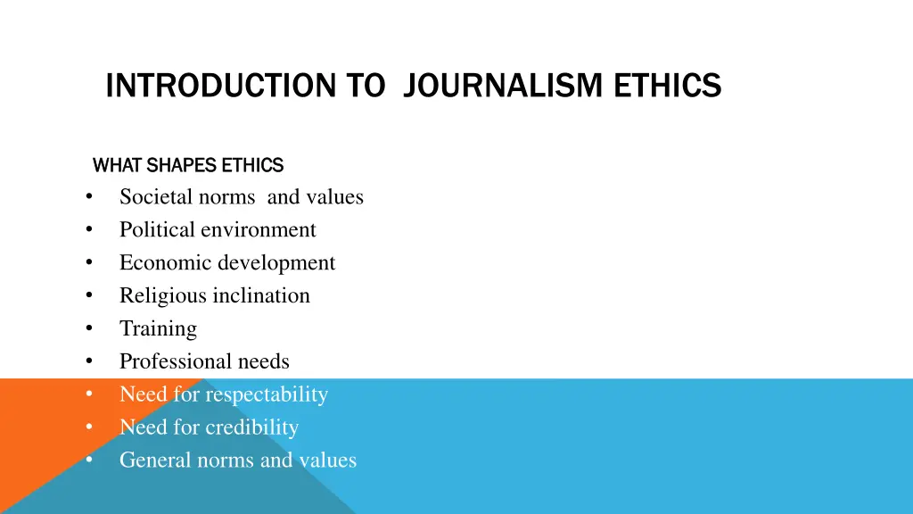 introduction to journalism ethics