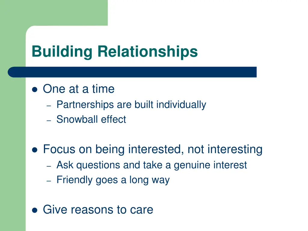 building relationships