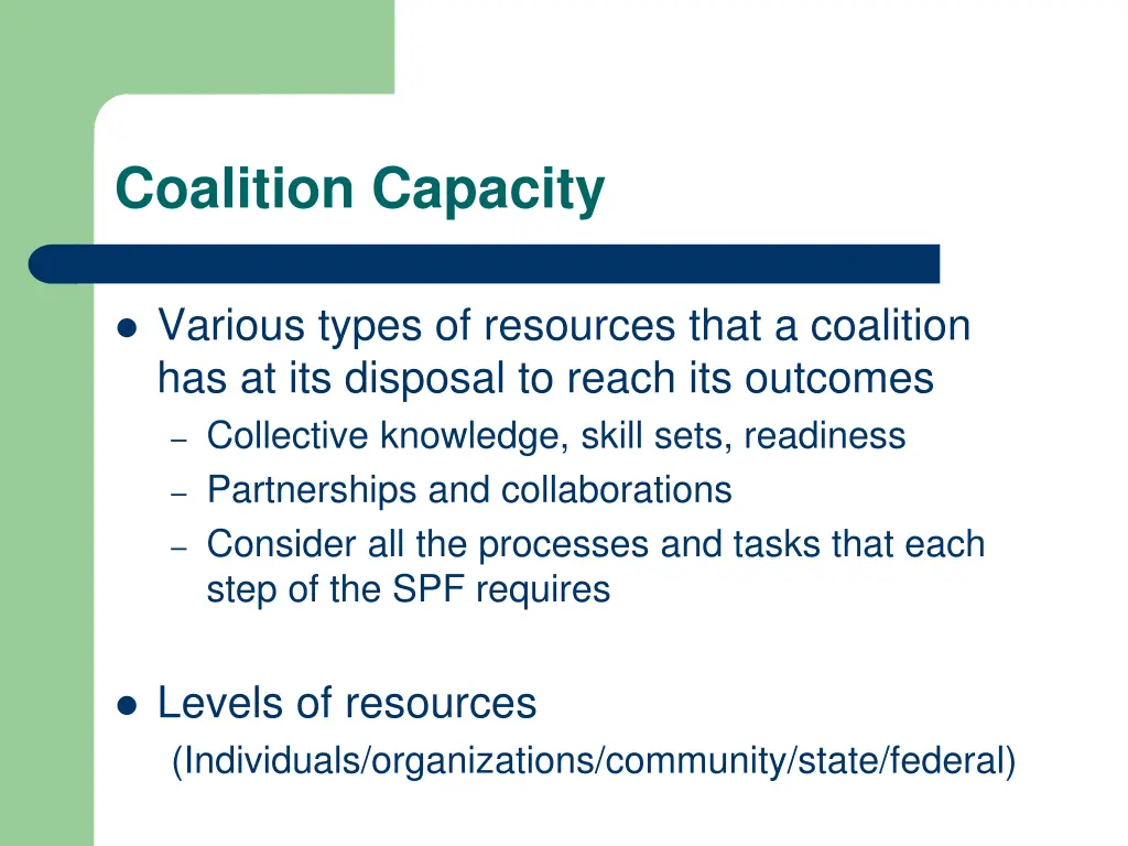 coalition capacity