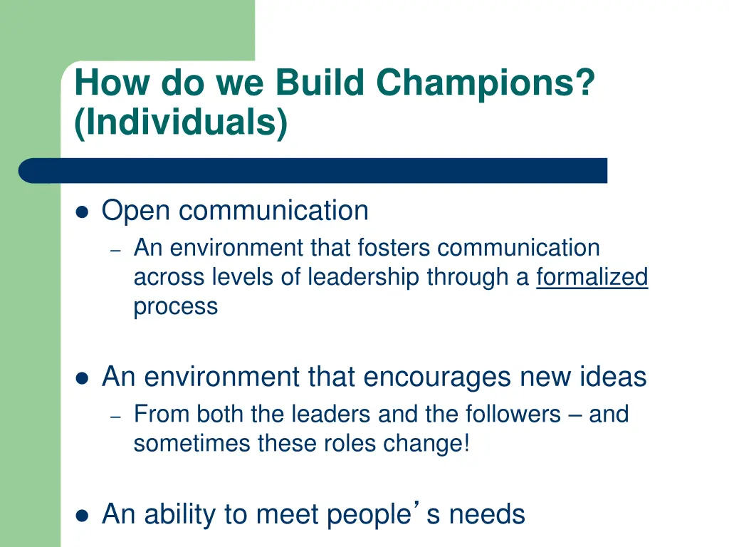 how do we build champions individuals 1