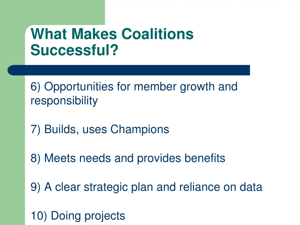 what makes coalitions successful 1