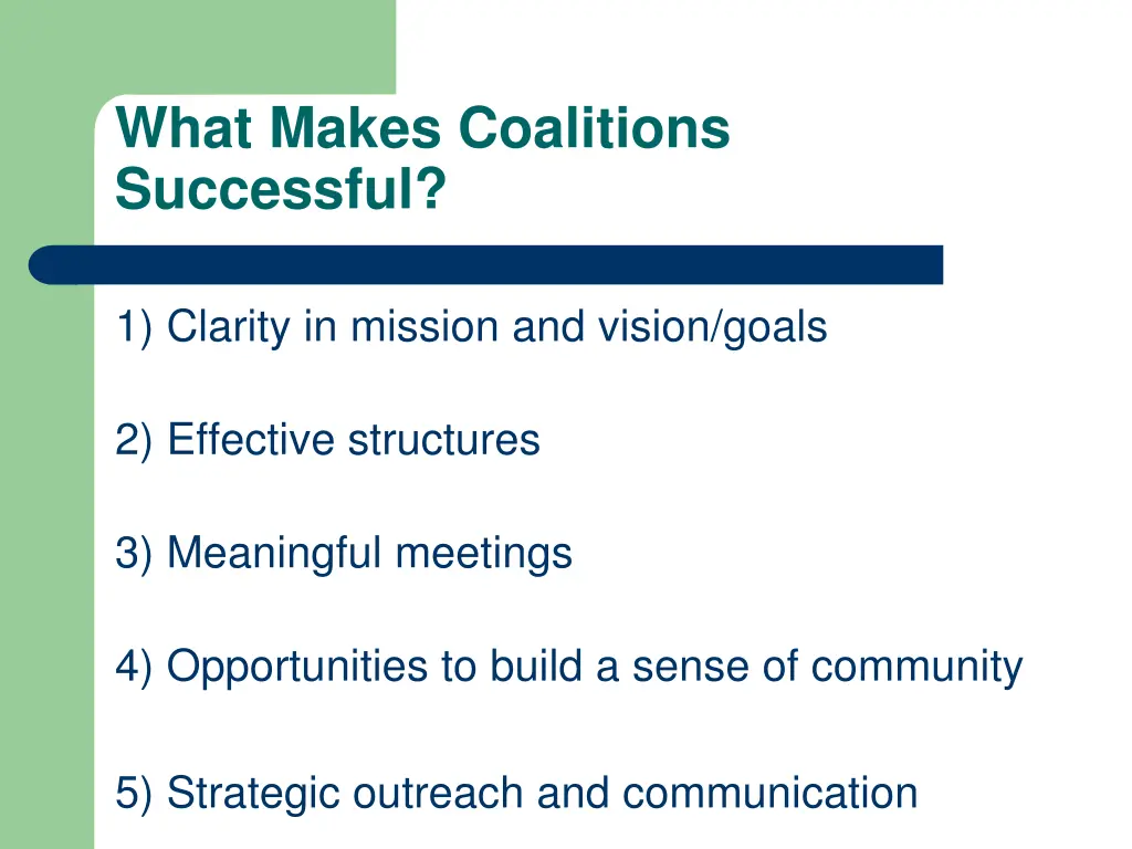 what makes coalitions successful
