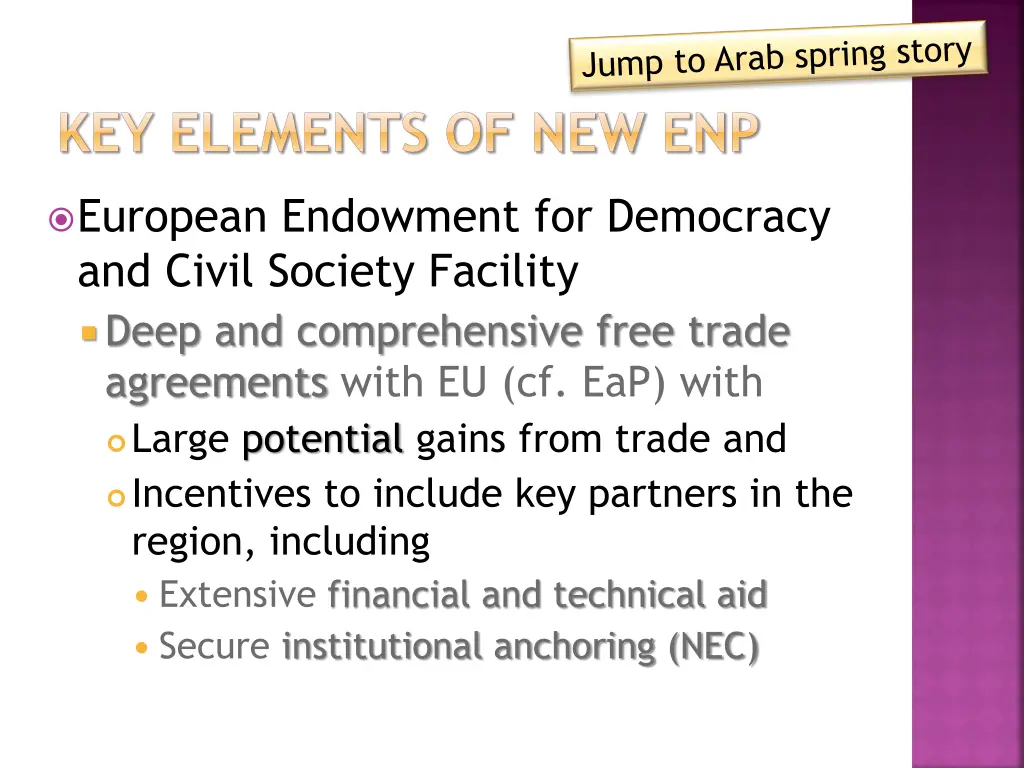 key elements of new enp