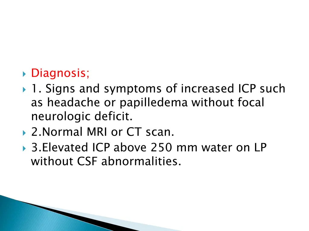 diagnosis 1 signs and symptoms of increased