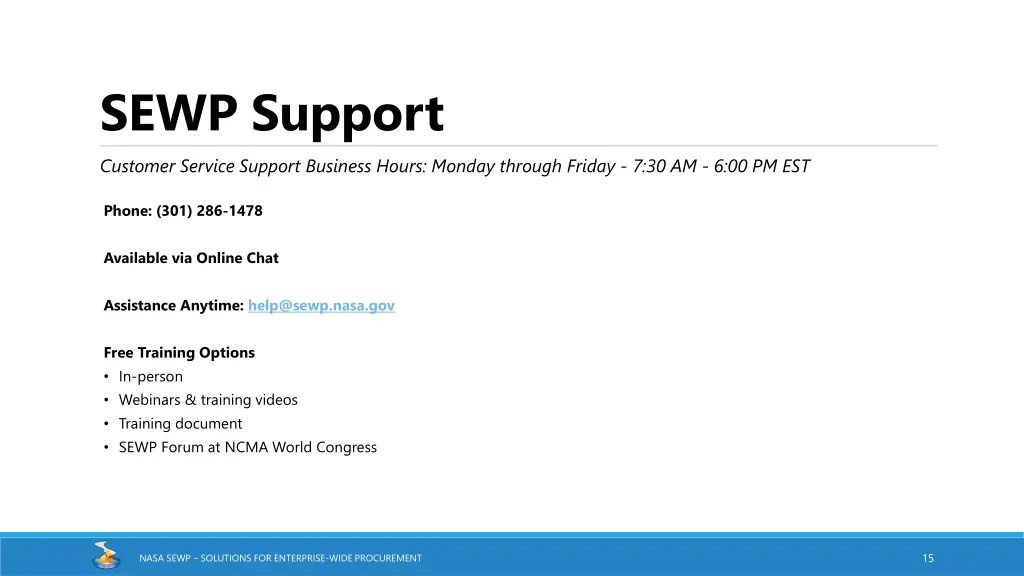 sewp support