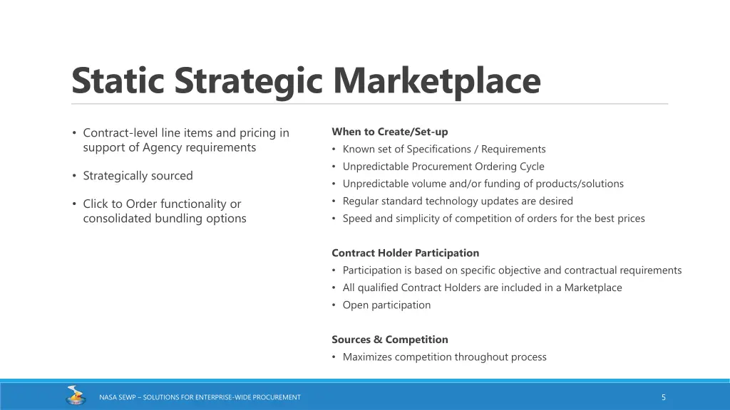 static strategic marketplace
