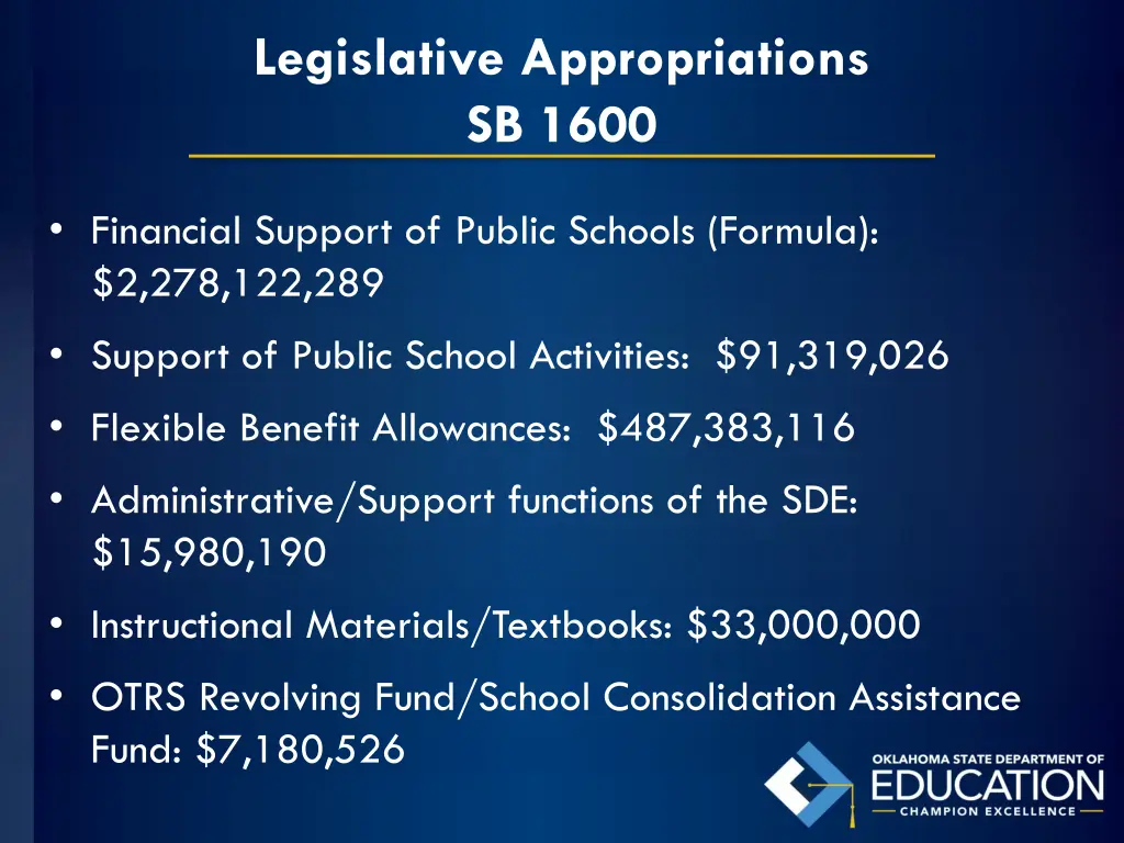 legislative appropriations sb 1600
