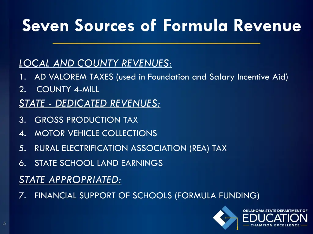 seven sources of formula revenue