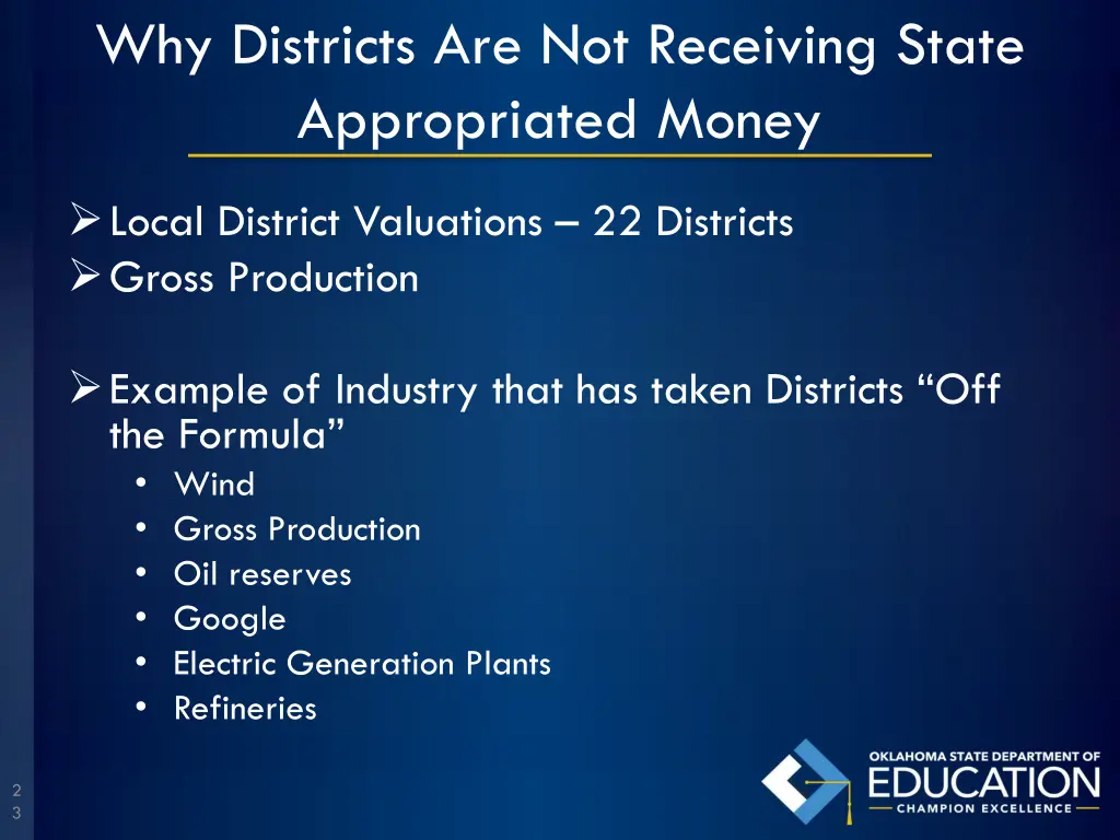 why districts are not receiving state