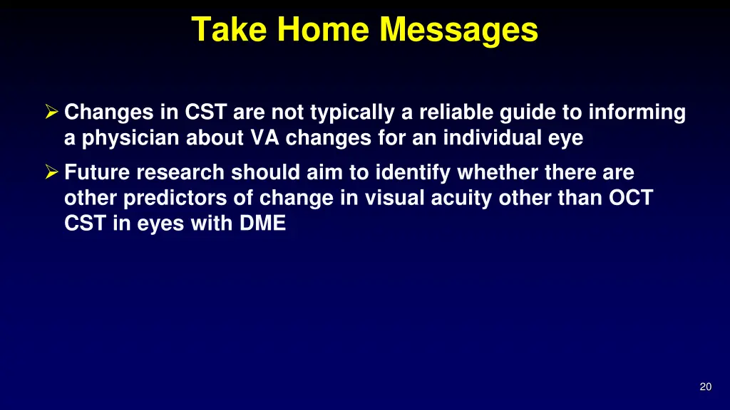 take home messages 1