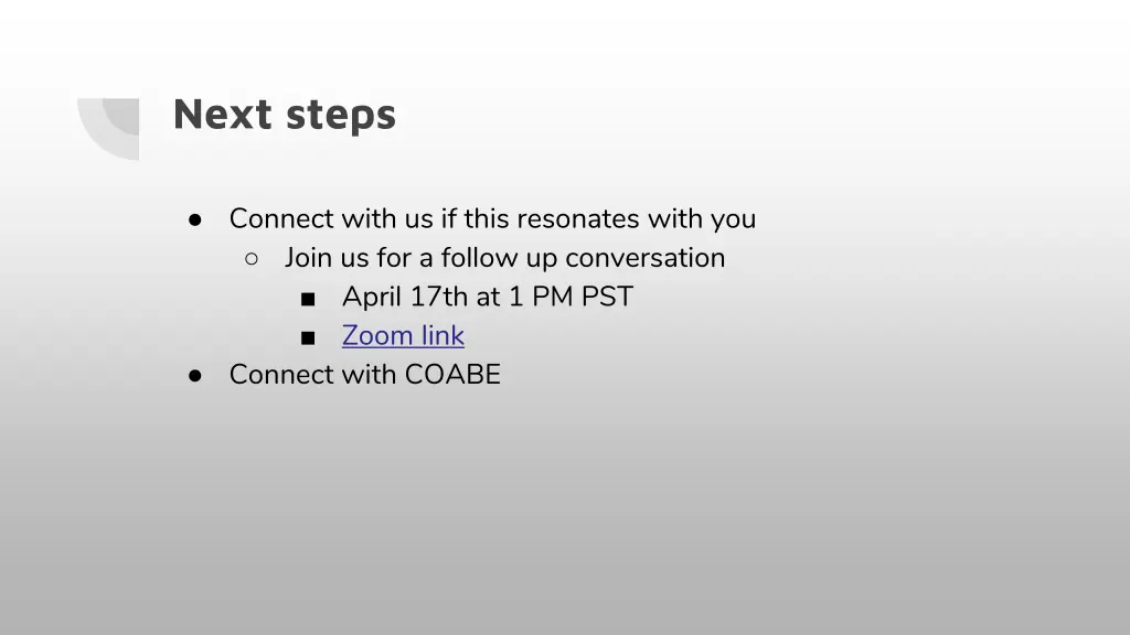 next steps