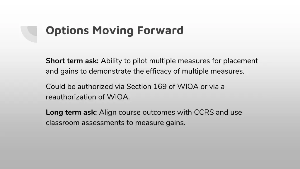options moving forward