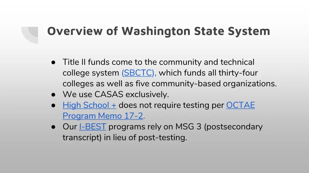 overview of washington state system