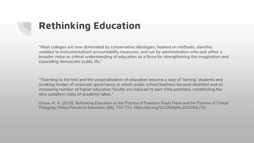 rethinking education