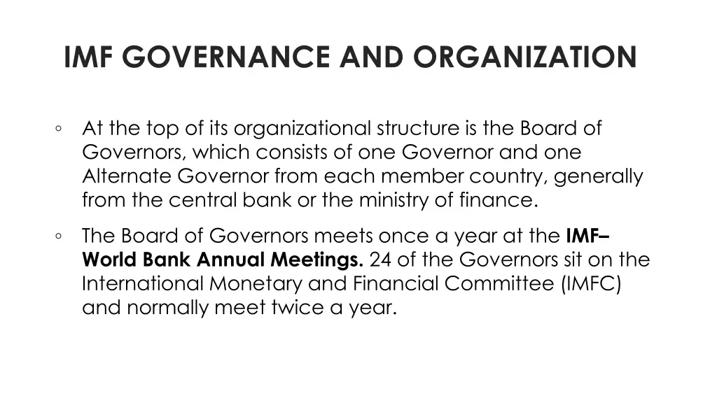 imf governance and organization
