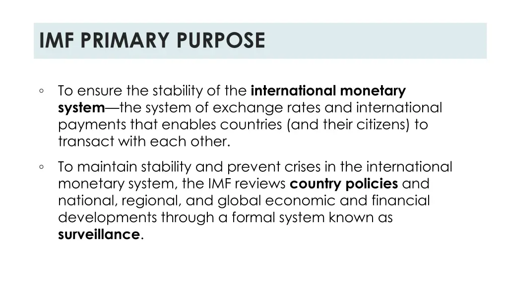 imf primary purpose