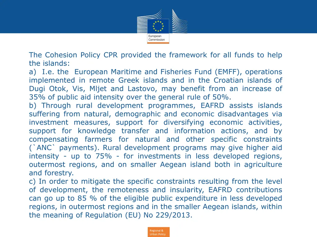 the cohesion policy cpr provided the framework