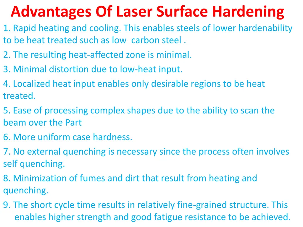 advantages of laser surface hardening 1 rapid