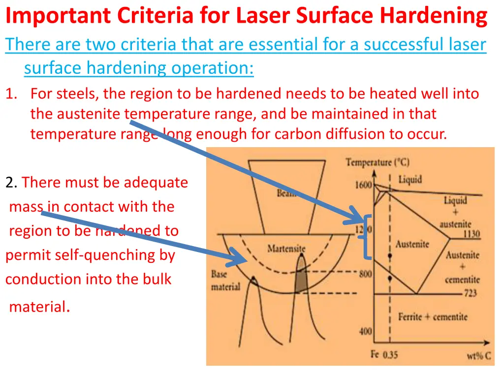 important criteria for laser surface hardening