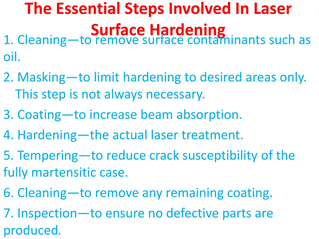 the essential steps involved in laser surface