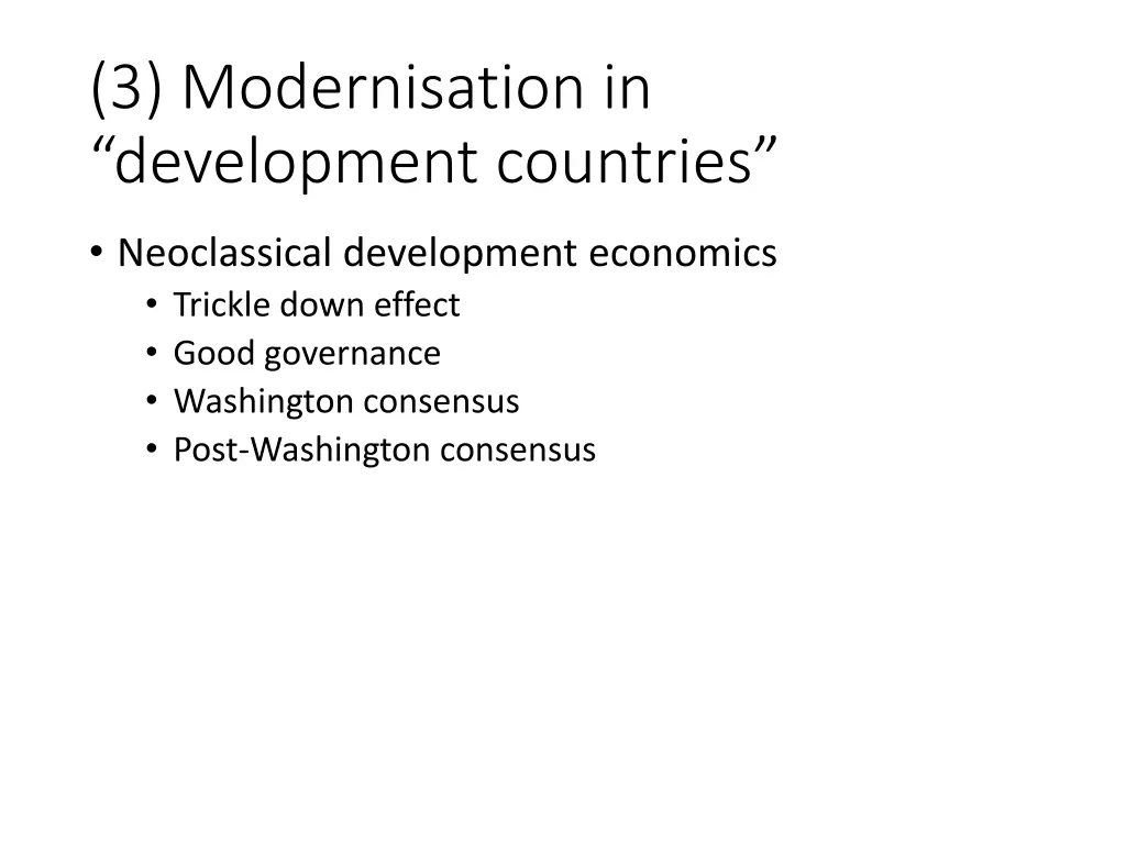 3 modernisation in development countries