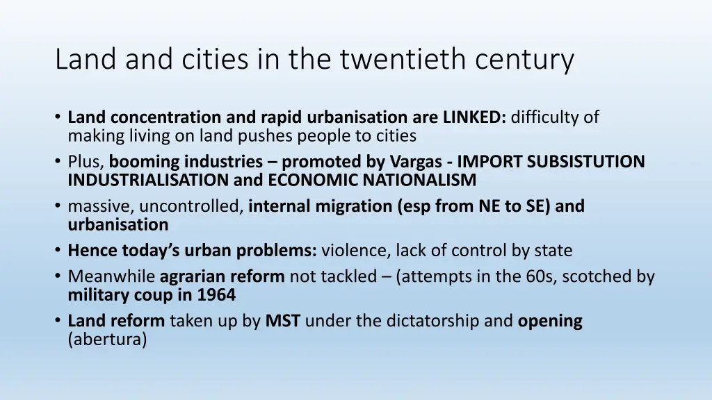 land and cities in the twentieth century