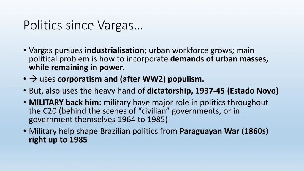 politics since vargas