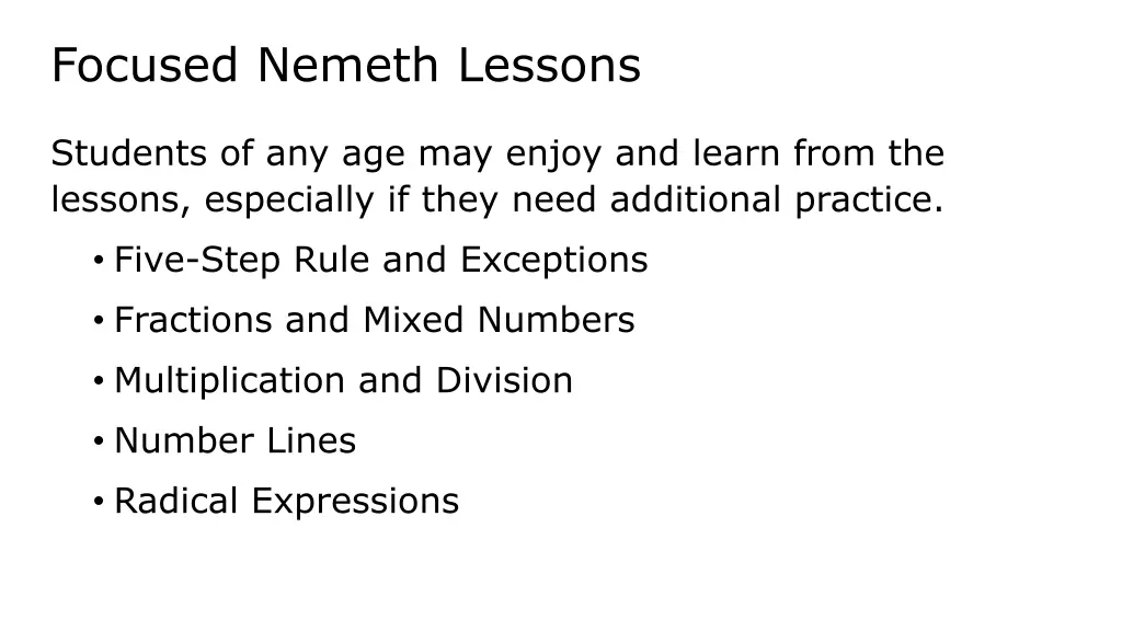 focused nemeth lessons