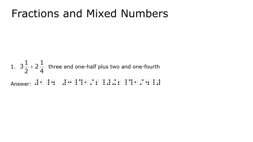 fractions and mixed numbers