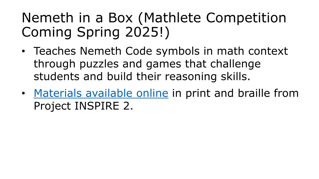 nemeth in a box mathlete competition coming
