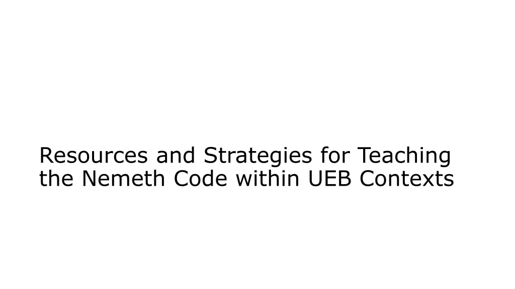 resources and strategies for teaching the nemeth