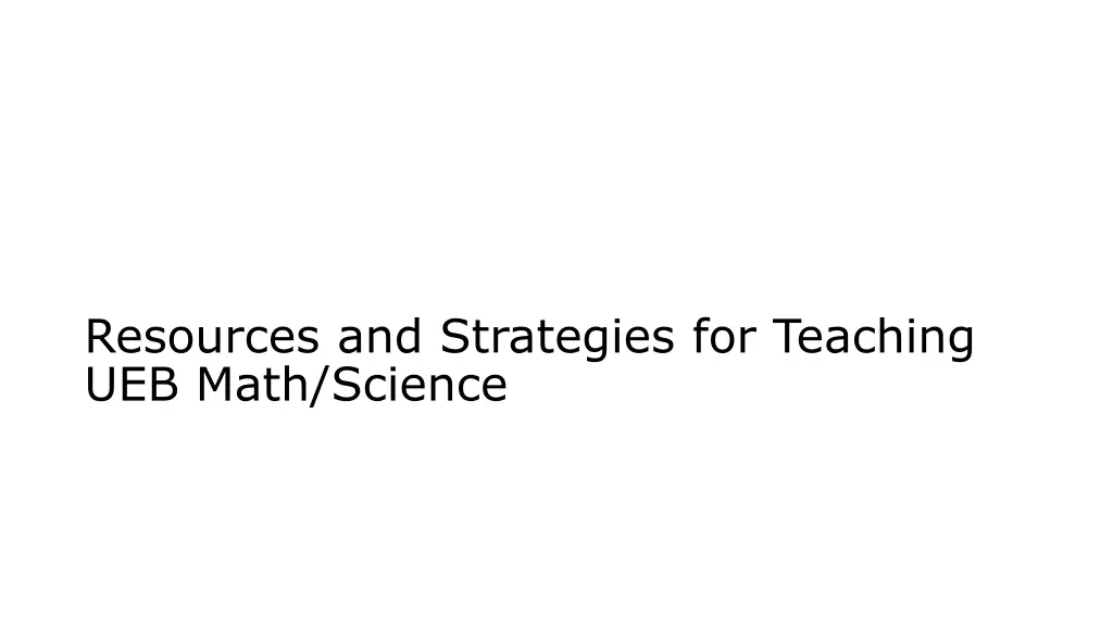 resources and strategies for teaching ueb math