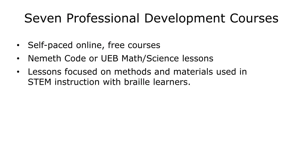 seven professional development courses