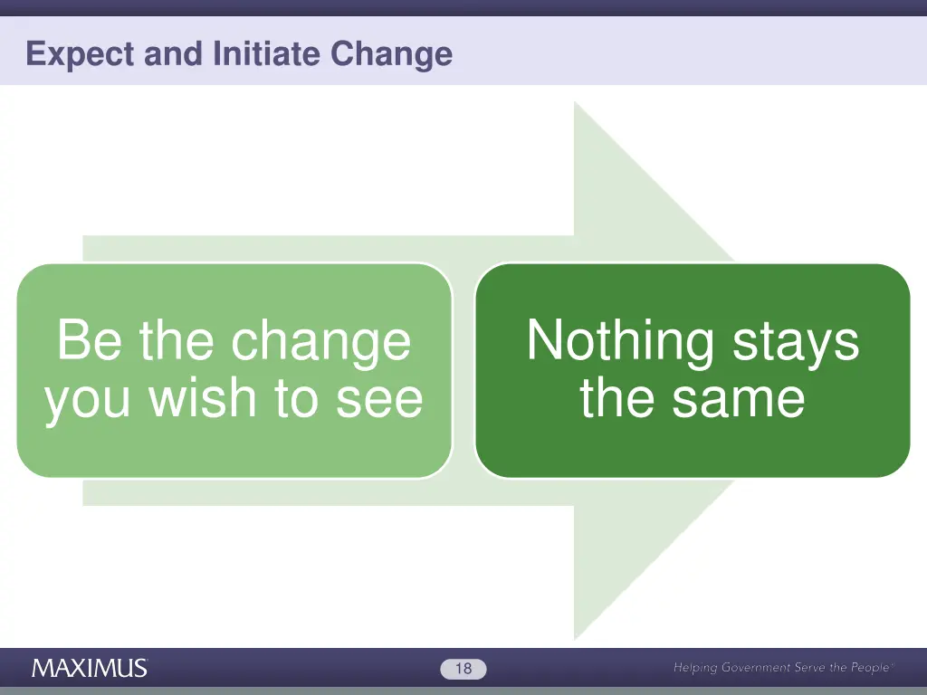 expect and initiate change